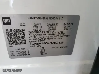 2022 Chevrolet Traverse RS with VIN 1GNEVJKW4NJ167128, listed as a Copart auction lot 49682625 with 51,857 mi miles and Salvage Title. Bid and sale history available at carsss.com. Image 13.