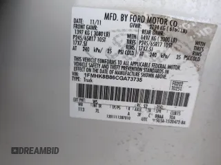 2012 Ford Explorer with VIN 1FMHK8B86CGA73735, listed as a Copart auction lot 47701955 with 165,955 mi miles and Salvage title. Bid and sale history available at DreamBid. Image 12.