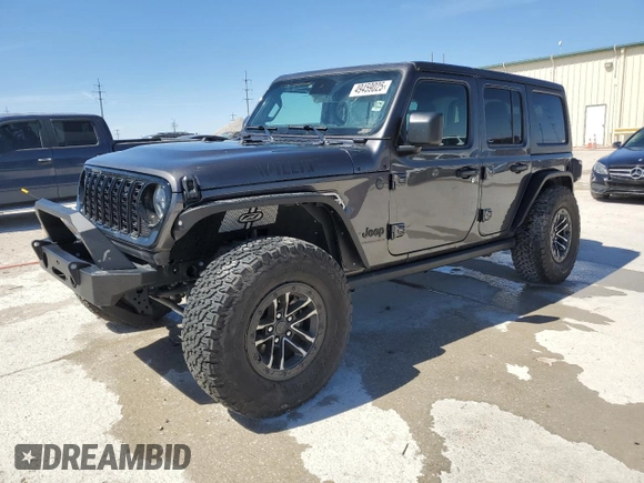 2024 Jeep Wrangler Willys with VIN 1C4RJXDG9RW286042, listed as a Copart auction lot 49459025 with 6,417 mi miles and Salvage title. Bid and sale history available at DreamBid. Image 1.