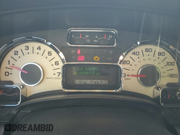 2013 Ford Expedition Max Limited with VIN 1FMJK1K51DEF11640, listed as a Copart auction lot 46086005 with 265,981 mi miles and Clean title. Bid and sale history available at DreamBid. Image 9.