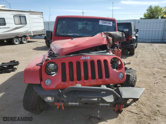 2014 Jeep Wrangler Unlimited Sahara with VIN 1C4BJWEG3EL101635, listed as a Copart auction lot 73589194 with 143,843 mi miles and Salvage Title. Bid and sale history available at carsss.com. Image 5.