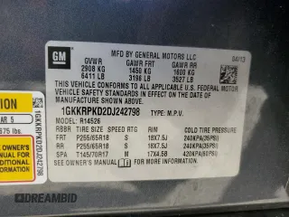2013 GMC Acadia SLE with VIN 1GKKRPKD2DJ242798, listed as a Copart auction lot 48775495 with 162,742 mi miles and Salvage Title. Bid and sale history available at DreamBid. Image 13.