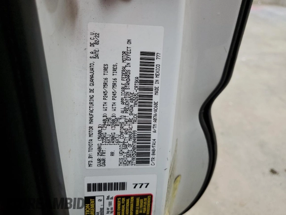 2022 Toyota Tacoma SR z VIN 3TYRX5GN8NT048999, wystawiony jako Copart lot #59552035 z przebiegiem 115 843 mil mil oraz Czysty tytuł • Clean title. Historia ofert i sprzedaży dostępna na DreamBid. Obrazek 12.