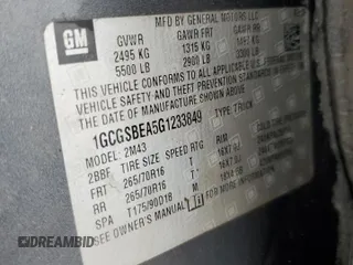 2016 Chevrolet Colorado 2WD WT z VIN 1GCGSBEA5G1233849, wystawiony jako Copart lot #57605885 z przebiegiem 272 099 mil mil oraz Szkoda całkowita • Salvage title. Historia ofert i sprzedaży dostępna na DreamBid. Obrazek 12.