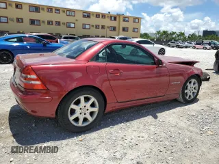 2001 Mercedes-Benz SLK 230 Kompressor with VIN WDBKK49F01F223928, listed as a Copart auction lot 58350145 with 102,651 mi miles and Salvage title. Bid and sale history available at DreamBid. Image 3.