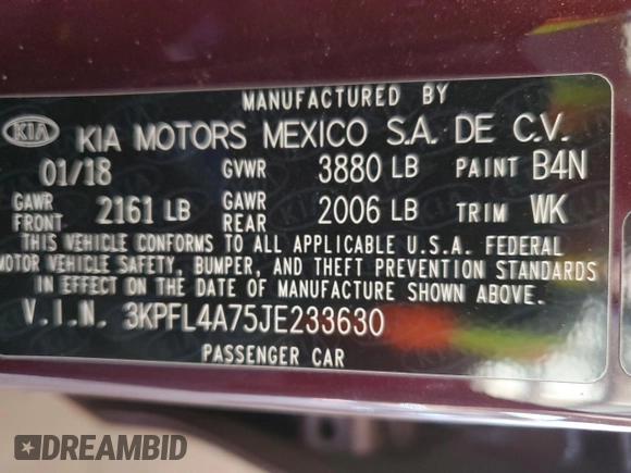 2018 Kia Forte S with VIN 3KPFL4A75JE233630, listed as a Copart auction lot 50264375 with 174,937 mi miles and Clean Title. Bid and sale history available at carsss.com. Image 12.