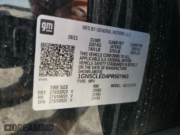2023 Chevrolet Tahoe Commercial with VIN 1GNSCLED4PR507963, listed as a Copart auction lot 50019835 with 10,945 mi miles and Non repairable. Bid and sale history available at DreamBid. Image 13.
