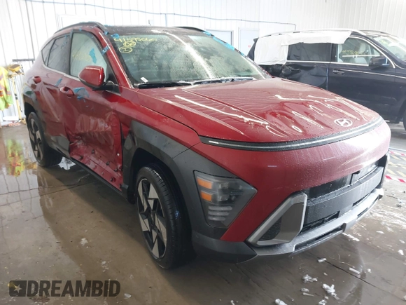 2024 Hyundai Kona Limited with VIN KM8HECA39RU167604, listed as a IAAI auction lot 41595060 with 15,944 mi miles. Bid and sale history available at carsss.com. Image 1.