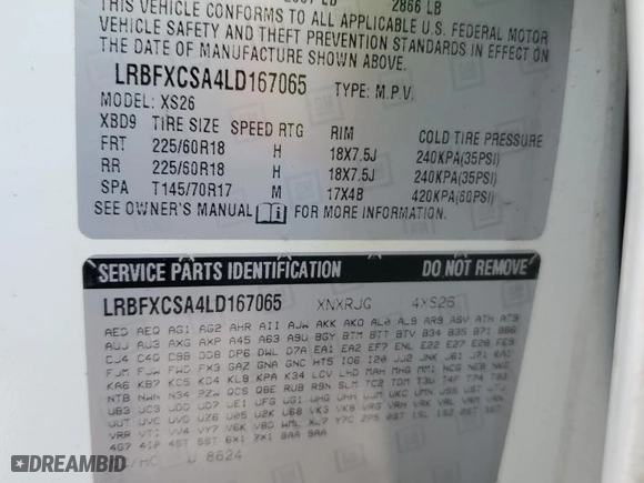 2020 Buick Envision Essence with VIN LRBFXCSA4LD167065, listed as a Copart auction lot 83838974 with 53,112 mi miles and Salvage Title. Bid and sale history available at carsss.com. Image 13.