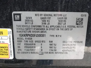 2015 GMC Acadia SLE with VIN 1GKKRPKD5FJ308361, listed as a IAAI auction lot 41968459 with 1 mi miles. Bid and sale history available at carsss.com. Image 9.