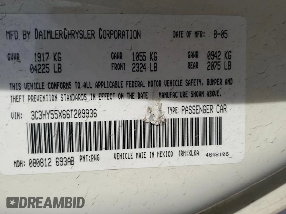 2006 Chrysler PT Cruiser with VIN 3C3HY55X66T209936, listed as a Copart auction lot 78415864 with Not Provided miles and Salvage Title. Bid and sale history available at DreamBid. Image 13.