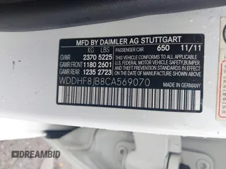 2012 Mercedes-Benz E 350 Luxury with VIN WDDHF8JB8CA569070, listed as a IAAI auction lot 42383072 with 101,751 mi miles and . Bid and sale history available at DreamBid. Image 9.