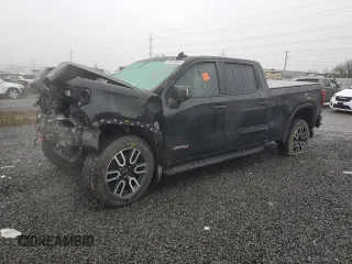 2021 GMC Sierra 1500 AT4 with VIN 1GTU9EET3MZ214568, listed as a Copart auction lot 50206825 with 0 mi miles and Salvage Title. Bid and sale history available at carsss.com. Image 1.