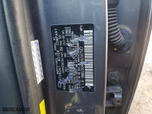 2017 Hyundai Tucson SE with VIN KM8J3CA44HU567567, listed as a Copart auction lot 47868395 with 84,427 mi miles and Salvage Title. Bid and sale history available at carsss.com. Image 12.