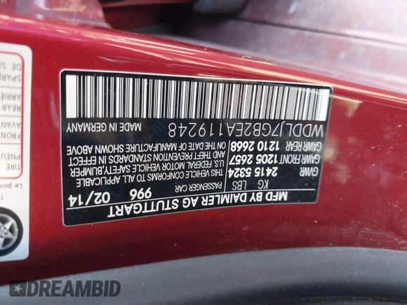 2014 Mercedes-Benz CLS 63 S AMG with VIN WDDLJ7GB2EA119248, listed as a IAAI auction lot 41564487 with 110,177 mi miles and . Bid and sale history available at DreamBid. Image 9.