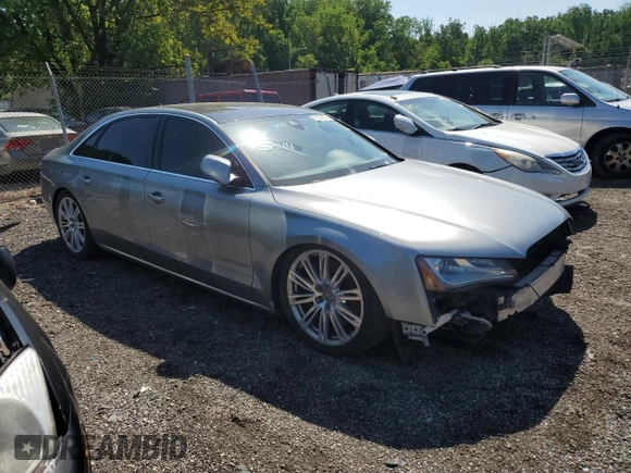 2012 Audi A8 z VIN WAURVAFDXCN001167, wystawiony jako Copart lot #57227105 z przebiegiem 154 409 mil mil oraz Szkoda całkowita • Salvage title. Historia ofert i sprzedaży dostępna na DreamBid. Obrazek 4.