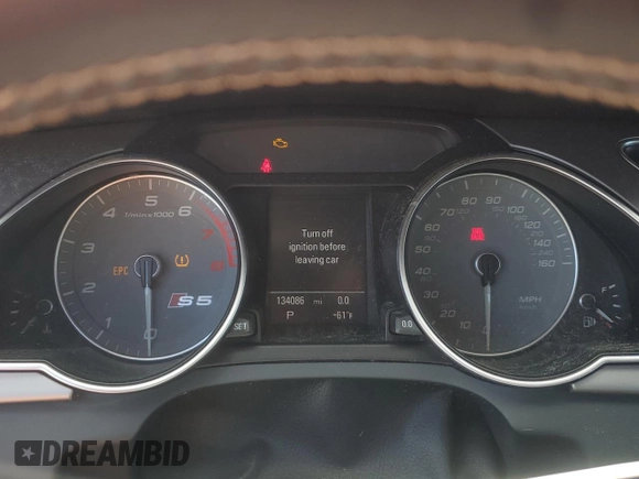 2013 Audi S5 Prestige z VIN WAUVGAFRXDA032318, wystawiony jako Copart lot #50405285 z przebiegiem 134 086 mil mil oraz Szkoda całkowita • Salvage title. Historia ofert i sprzedaży dostępna na DreamBid. Obrazek 9.