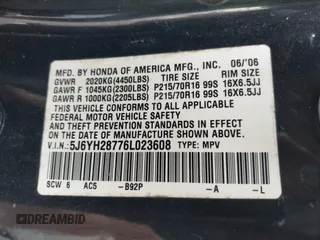 2006 Honda Element EX-P with VIN 5J6YH28776L023608, listed as a IAAI auction lot 42096864 with 159,233 mi miles and . Bid and sale history available at DreamBid. Image 9.