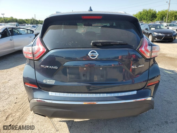 2017 Nissan Murano SL with VIN 5N1AZ2MH5HN166403, listed as a Copart auction lot 63956824 with 0 mi miles and Non Repairable. Bid and sale history available at carsss.com. Image 6.