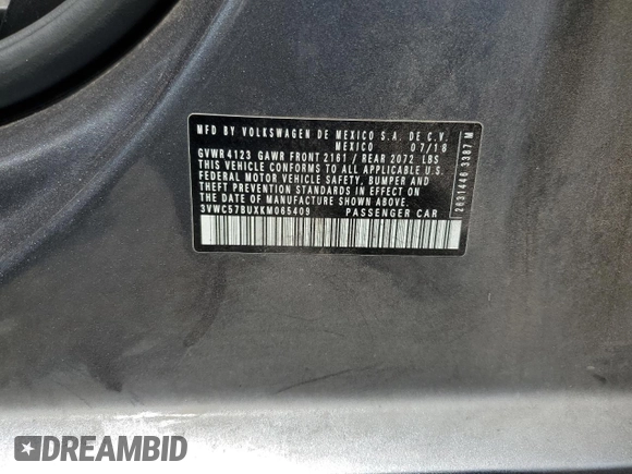 2019 Volkswagen Jetta S с VIN 3VWC57BUXKM065409, выставлен на аукционе Copart как лот 54088905 с пробегом 75 129 миль миль и На запчасти • Non repairable. История ставок и продаж доступна на DreamBid. Изображение 13.