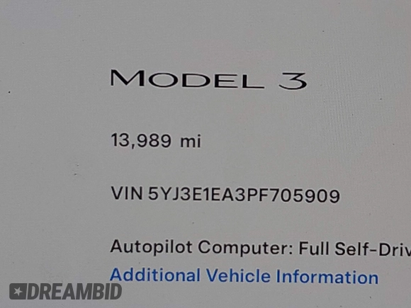 2023 Tesla Model 3 с VIN 5YJ3E1EA3PF705909, выставлен на аукционе IAAI как лот 42519796 с пробегом 13 989 миль миль и . История ставок и продаж доступна на DreamBid. Изображение 14.