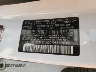 2020 Hyundai NEXO Limited z VIN KM8J84A6XLU007988, wystawiony jako Copart lot #81288574 z przebiegiem 37 029 mil mil oraz Szkoda całkowita • Salvage title. Historia ofert i sprzedaży dostępna na DreamBid. Obrazek 13.