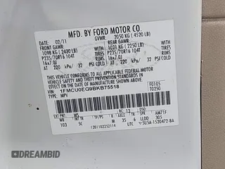 2011 Ford Escape Limited with VIN 1FMCU0EG9BKB75518, listed as a IAAI auction lot 42355014 with 90,480 mi miles and . Bid and sale history available at DreamBid. Image 9.