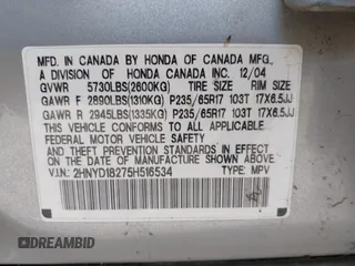 2005 Acura MDX with VIN 2HNYD18275H516534, listed as a IAAI auction lot 40748309 with 195,027 mi miles. Bid and sale history available at carsss.com. Image 9.