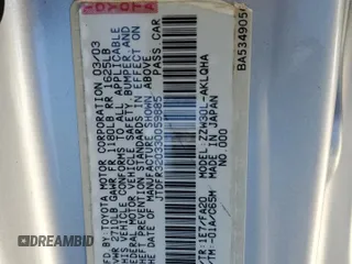 2003 Toyota MR2 z VIN JTDFR320330059885, wystawiony jako Copart lot #86158554 z przebiegiem 178 809 mil mil oraz Szkoda całkowita • Salvage title. Historia ofert i sprzedaży dostępna na DreamBid. Obrazek 14.