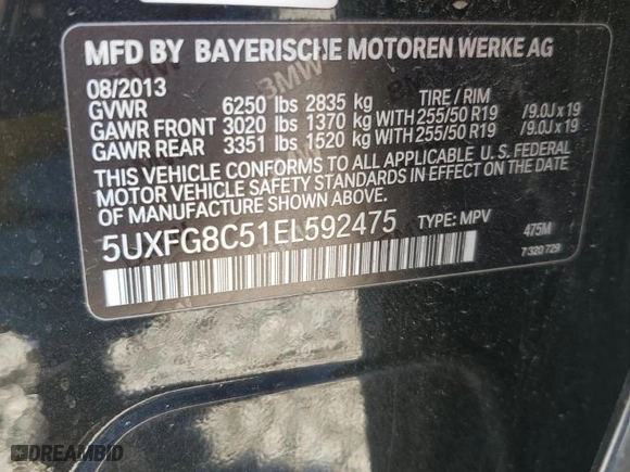 2014 BMW X6 50i with VIN 5UXFG8C51EL592475, listed as a Copart auction lot 48322115 with 122,173 mi miles and Clean Title. Bid and sale history available at carsss.com. Image 13.