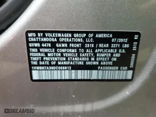 2013 Volkswagen Passat SE w/Sunroof with VIN 1VWBH7A39DC008912, listed as a Copart auction lot 52145705 with 131,921 mi miles and Clean Title. Bid and sale history available at carsss.com. Image 13.