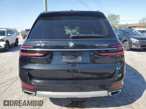 2024 BMW X7 xDrive40i with VIN 5UX23EM02R9V74498, listed as a Copart auction lot 52440245 with 9,613 mi miles and Salvage Title. Bid and sale history available at carsss.com. Image 6.