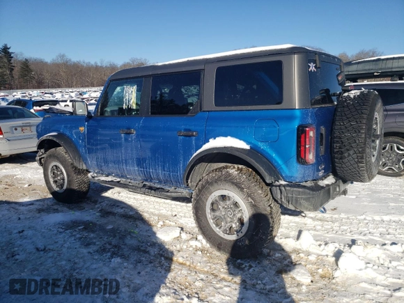 2023 Ford Bronco with VIN 1FMEE5DP7PLB67780, listed as a Copart auction lot 88999485 with 12,098 mi miles and Salvage Title. Bid and sale history available at DreamBid. Image 2.