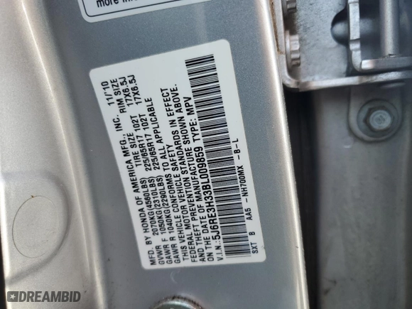 2011 Honda CR-V LX with VIN 5J6RE3H33BL009859, listed as a Copart auction lot 51049385 with 163,799 mi miles and Salvage Title. Bid and sale history available at carsss.com. Image 13.