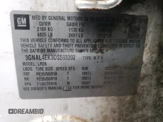 2013 Chevrolet Captiva Sport LTZ with VIN 3GNAL4EK9DS593392, listed as a Copart auction lot 72373684 with 127,984 mi miles and Salvage Title. Bid and sale history available at DreamBid. Image 13.