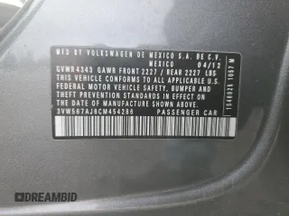 2012 Volkswagen Jetta GLI Autobahn с VIN 3VW567AJ6CM454286, выставлен на аукционе Copart как лот 45247775 с пробегом 58 496 миль миль и Чистый • Clean title. История ставок и продаж доступна на DreamBid. Изображение 12.