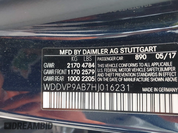 2017 Mercedes-Benz B Electric Drive with VIN WDDVP9AB7HJ016231, listed as a IAAI auction lot 42122915 with 86,076 mi miles and . Bid and sale history available at DreamBid. Image 9.