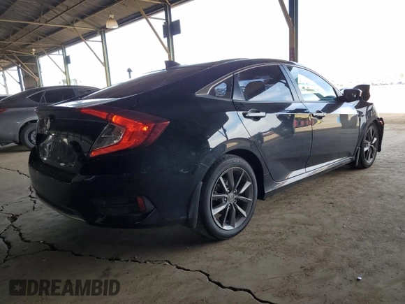 2019 Honda Civic Sedan EX with VIN 19XFC1F31KE207886, listed as a Copart auction lot 51602615 with 56,118 mi miles and Salvage Title. Bid and sale history available at carsss.com. Image 3.