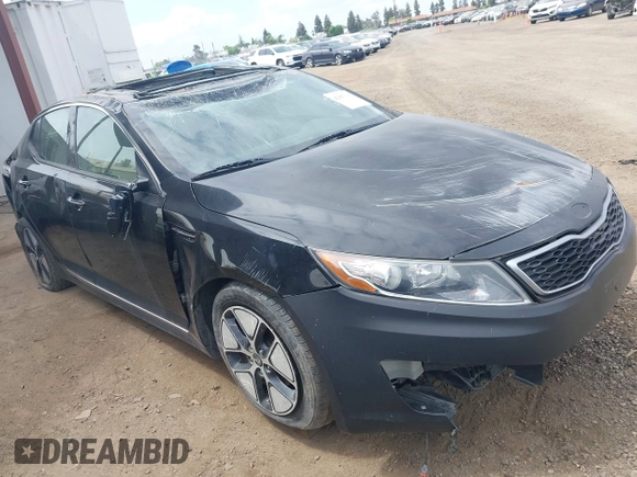 2012 Kia Optima Hybrid with VIN KNAGM4AD2C5014823, listed as a IAAI auction lot 42063169 with 125,235 mi miles. Bid and sale history available at carsss.com. Image 1.