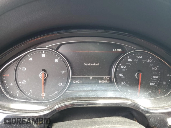 2012 Audi A8 with VIN WAURVAFDXCN026781, listed as a Copart auction lot 59197615 with 160,567 mi miles and Salvage title. Bid and sale history available at DreamBid. Image 9.