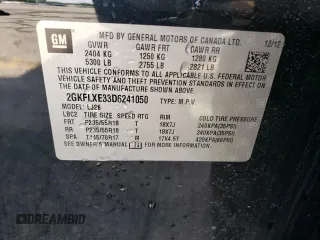 2013 GMC Terrain SLT with VIN 2GKFLXE33D6241050, listed as a Copart auction lot 68140624 with 94,299 mi miles and Salvage title. Bid and sale history available at DreamBid. Image 14.