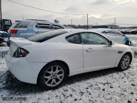 2008 Hyundai Tiburon GT with VIN KMHHN66F68U269896, listed as a Copart auction lot 87502765 with 196,437 mi miles and Salvage Title. Bid and sale history available at carsss.com. Image 3.