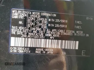 2016 Toyota RAV4 Limited z VIN JTMDJREV1GD013351, wystawiony jako Copart lot #60057045 z przebiegiem 127 355 mil mil oraz Szkoda całkowita • Salvage title. Historia ofert i sprzedaży dostępna na DreamBid. Obrazek 13.