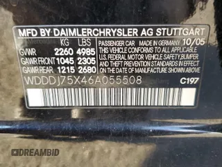 2006 Mercedes-Benz CLS-Class with VIN WDDDJ75X46A055508, listed as a Copart auction lot 75963814 with 0 mi miles and Clean Title. Bid and sale history available at carsss.com. Image 12.