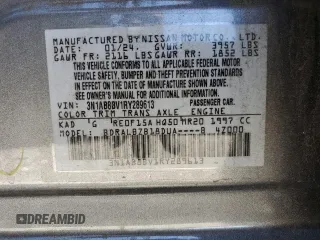 2024 Nissan Sentra S with VIN 3N1AB8BV1RY289613, listed as a Copart auction lot 59392035 with 20,298 mi miles and Salvage title. Bid and sale history available at DreamBid. Image 13.