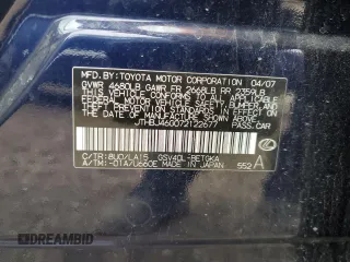 2007 Lexus ES 330 with VIN JTHBJ46G072122677, listed as a Copart auction lot 51178345 with 125,654 mi miles and Salvage Title. Bid and sale history available at DreamBid. Image 12.