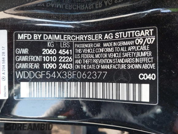 2008 Mercedes-Benz C 300 Sport с VIN WDDGF54X38F062377, выставлен на аукционе IAAI как лот 42483313 с пробегом Не указан миль и . История ставок и продаж доступна на DreamBid. Изображение 9.