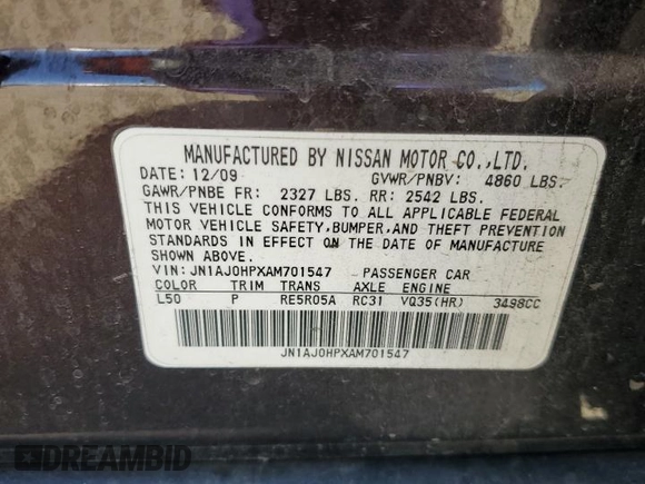 2010 Infiniti EX Journey с VIN JN1AJ0HPXAM701547, выставлен на аукционе Copart как лот 54629945 с пробегом 193 265 миль миль и Списание • Salvage title. История ставок и продаж доступна на DreamBid. Изображение 12.