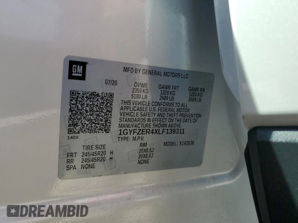 2020 Cadillac XT4 FWD Sport with VIN 1GYFZER4XLF139311, listed as a Copart auction lot 61757995 with 46,123 mi miles and Salvage title. Bid and sale history available at DreamBid. Image 13.