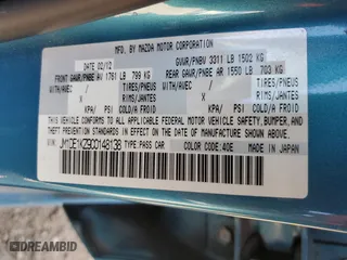 2012 Mazda Mazda2 Sport with VIN JM1DE1KZ9C0148138, listed as a Copart auction lot 69875394 with 62,133 mi miles and Salvage Title. Bid and sale history available at carsss.com. Image 14.